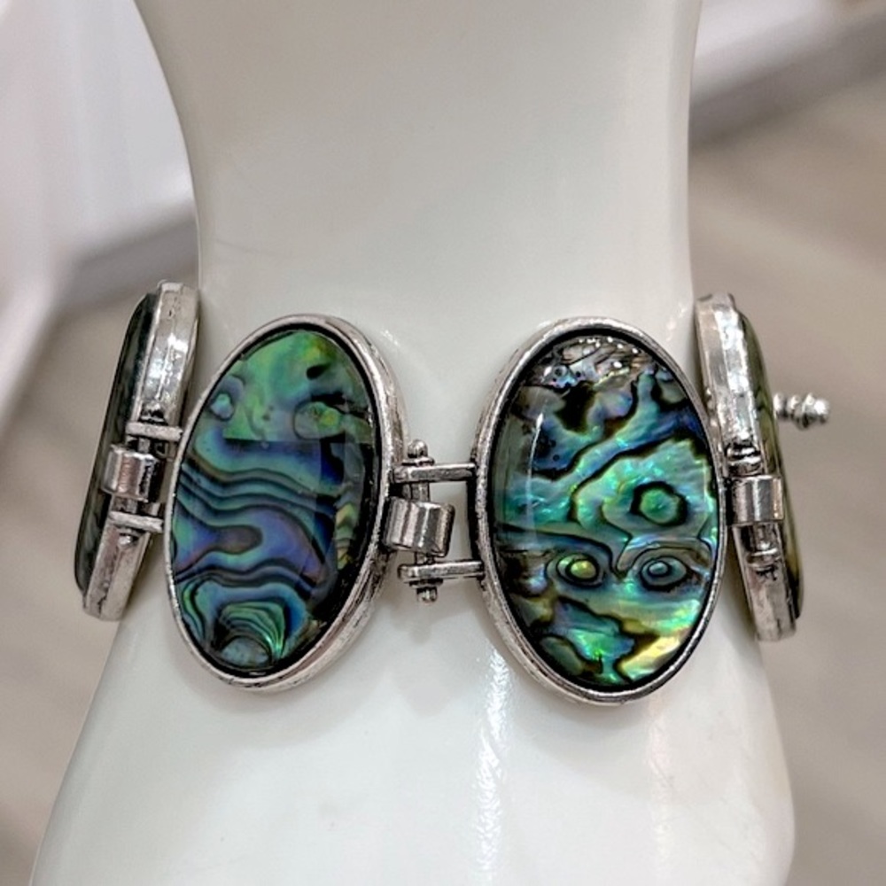 Abalone Shell Silver Toggle Clasp Bracelet - image 2
